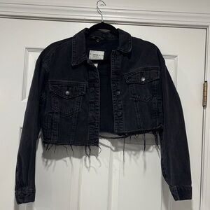 Black cropped jean jacket